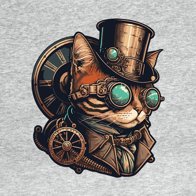 Steampunk Cat Sticker by Fantasy Cats Designs